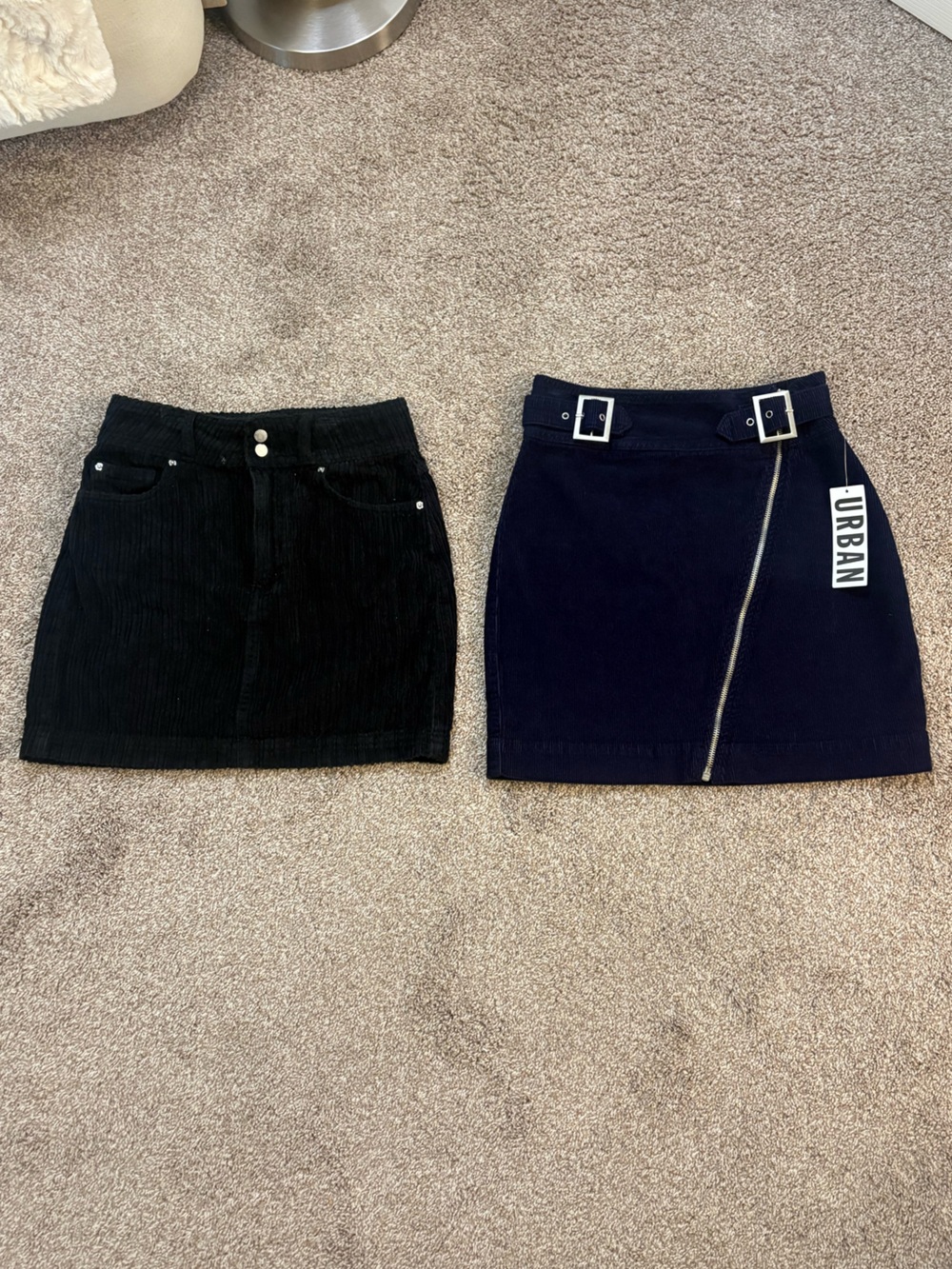 Urban Outfitters Bundle of 2 corduroy mini skirts in navy and black